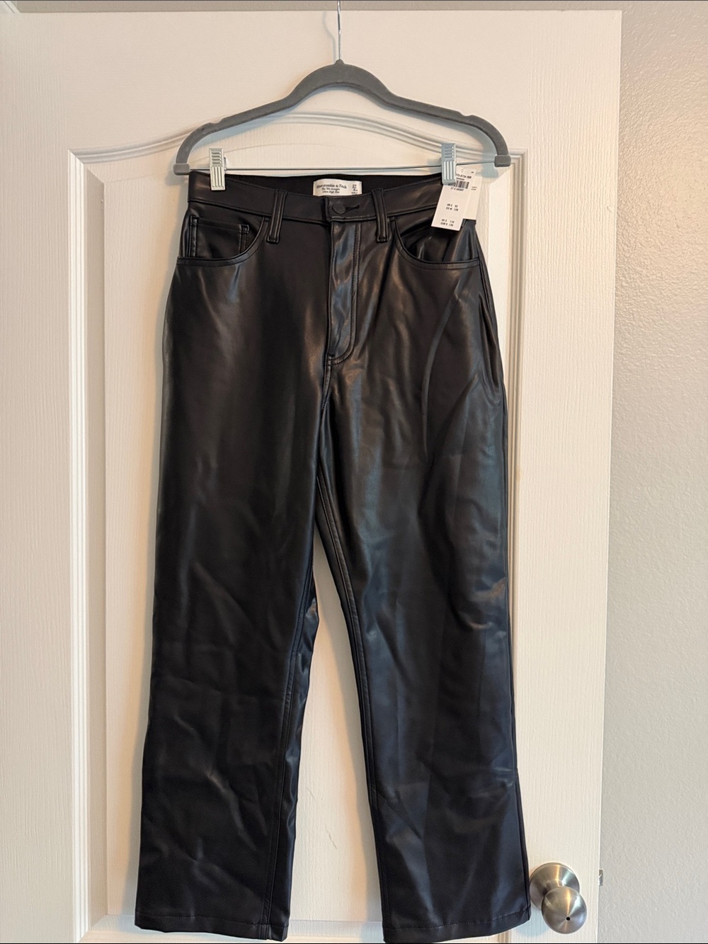 Abercrombie & Fitch Curve Love Black Faux Leather 90’s Straight Pants